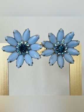 Albert Weiss Huge mid century vintage crystals clip on earrings